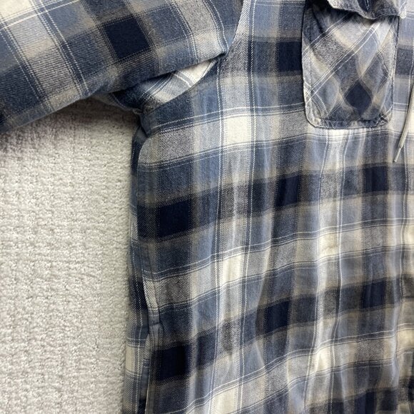 Wrangler Hooded Flannel Quilted Lined Shirt Jacket Men’s 2XL Blue Button Up - Picture 14 of 16